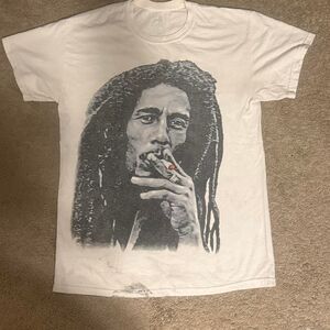 Bob Marley Graphic Tee White Cotton Short Sleeve Unisex